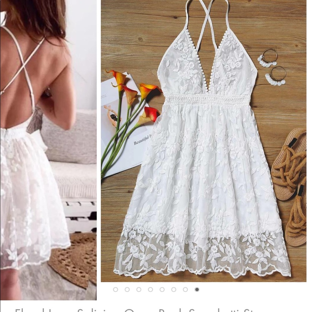 Floral White Lace Dress